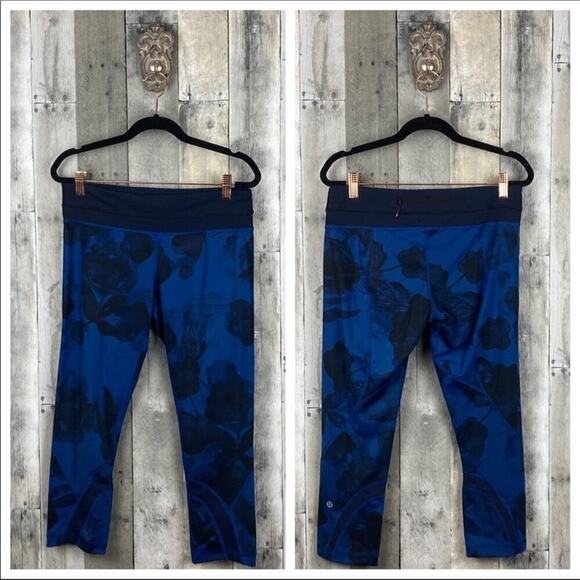 Lululemon Wunder Under Crop Full On Luxtreme Jumbo Inky Floral Size 8 - Picture 3 of 16